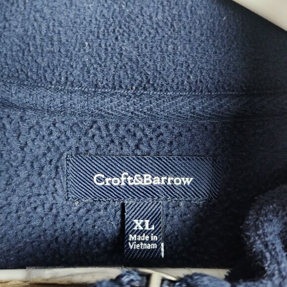 Croft & Barrow Full-Zip Fleece Sweatshirt Men's XL Navy Blue Long Slvs Pockets - Picture 7 of 10